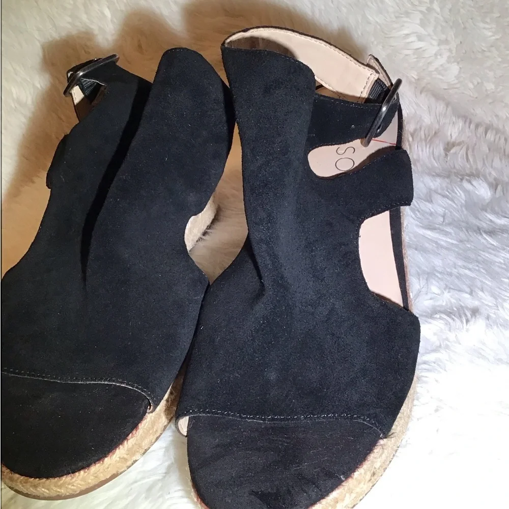 SOLE SOCIETY Camreigh black espadrilles/wedges size 11